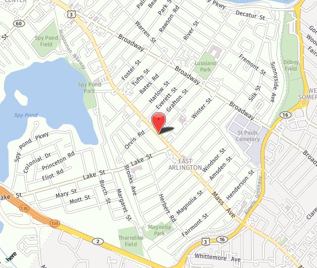 Location Map: 226 Massachusetts Avenue Arlington, MA 02474
